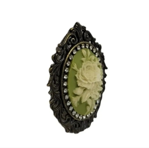 VTG STYLE Flower Cameo Brooch Metal Filigree Carved Noblesse Collection 2003 New - Picture 8 of 8